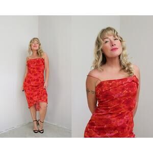 1990's Vintage Byer Too Fairy Chiffon Floral Sundress Women's XS SM MD Y2K Dress